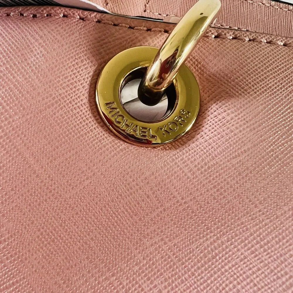 MICHAEL KORS Cynthia Pastel Pink Leather Small Satchel Crossbody Bag